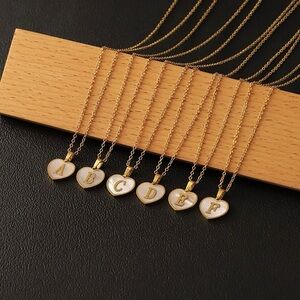 18K Gold Plated Heart Initial Pendant Necklace